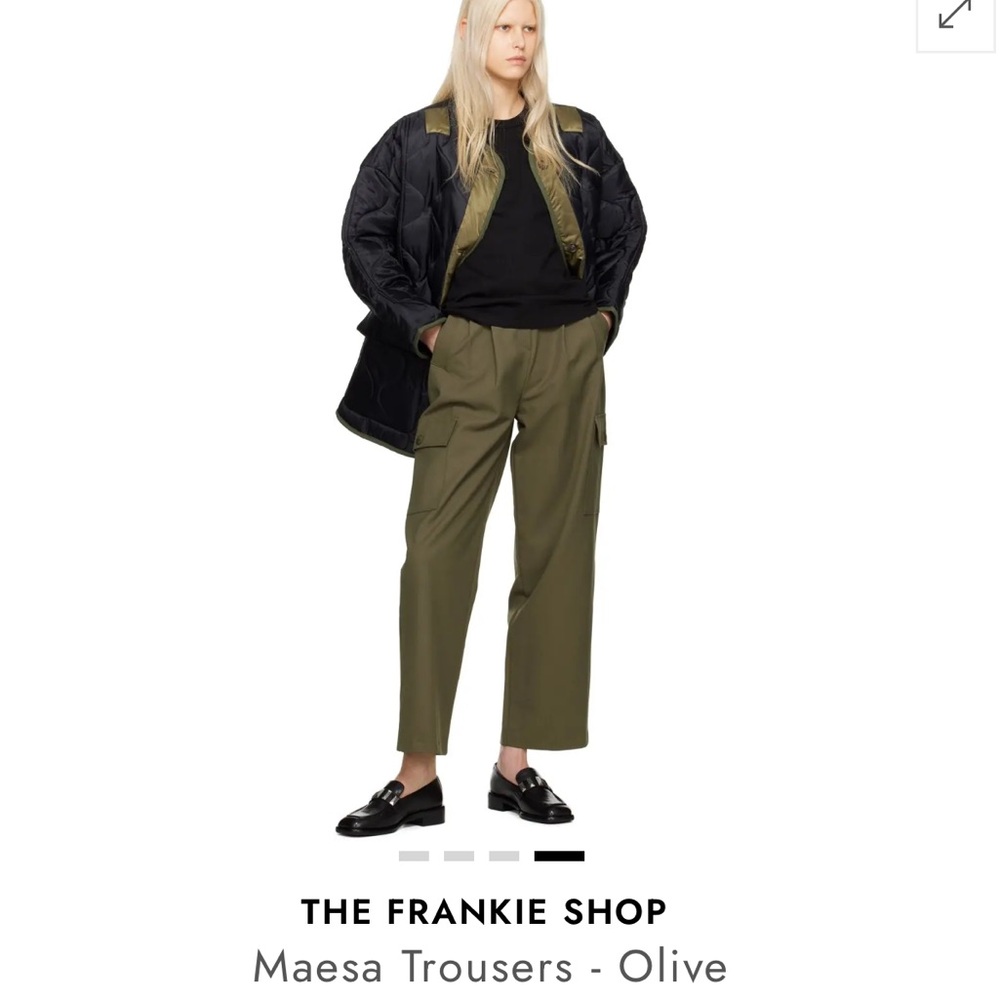 The Frankie Shop Maesa Olive Pleated Hi- Rise Cargo Trousers, Small - Picture 2 of 13